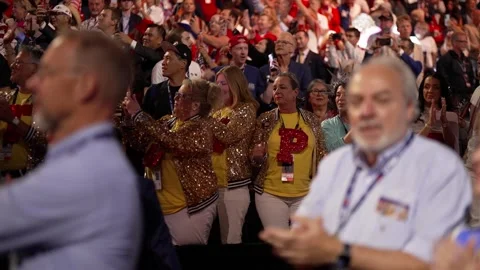 Delegates applaud on the convention floor, RNC Dallas 2026 Stock Footage 345274972