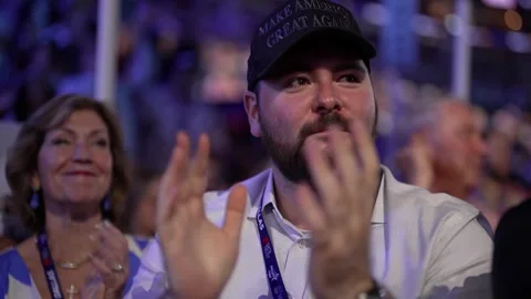 Delegates applaud during President Donald Trump's speech, RNC Dallas 2026 Stock Footage 345274927