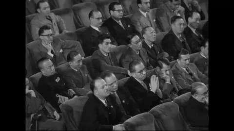 Delegates of countries listen to speech at United Nations Conference - 1945 Stock Footage 103600690