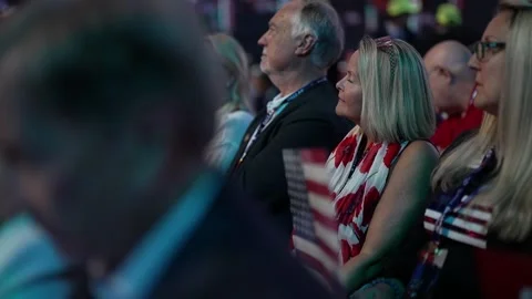 Delegates listen to speeches from their seats, RNC Dallas 2026 Stock Footage 345274147