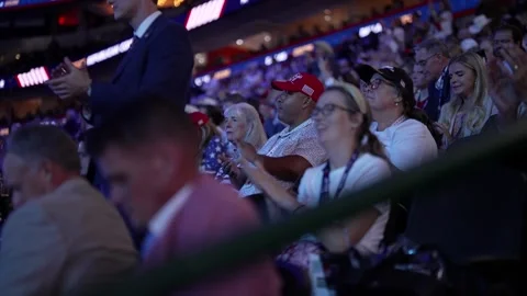 Delegates in the stands watch and take photos, RNC Dallas 2026 Stock Footage 345271692