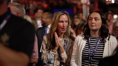 Delegates talk on the convention floor, RNC Dallas 2026 Stock Footage 345274981