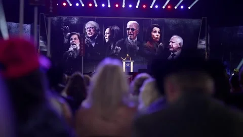 Delegates watch a video montage on the stage screen, RNC Dallas 2026 Stock Footage 345274174