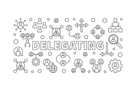 Delegating horizontal minimal illustration - vector banner Stock Illustration