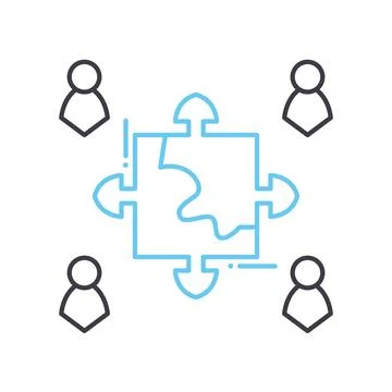 Delegating task line icon, outline symbol, vector illustration, concept sign Illustrazione stock