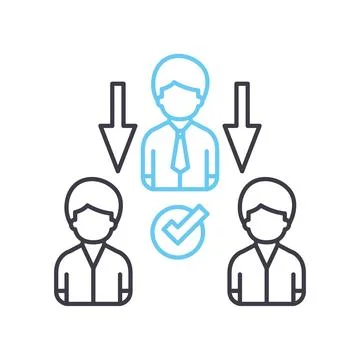 Delegating tasks line icon, outline symbol, vector illustration, concept sign 库存插图