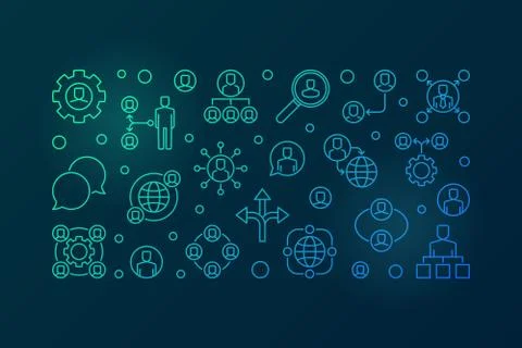 Delegating vector colored linear banner or illustration Stock Illustration