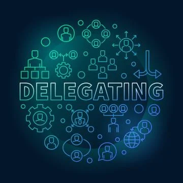 Delegating vector round colored outline illustration Stock Illustration