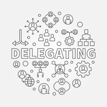 Delegating vector round concept linear illustration Stock Illustration