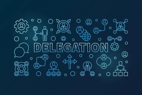 Delegation blue horizontal illustration - vector banner Illustrazione stock