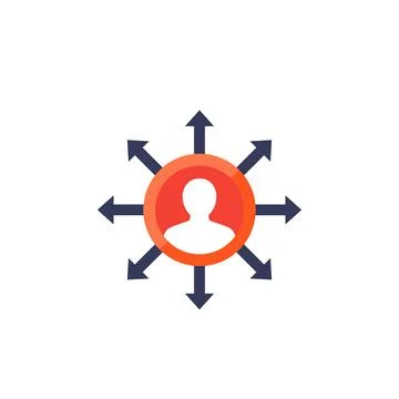 Delegation, management icon on white Stock Illustration