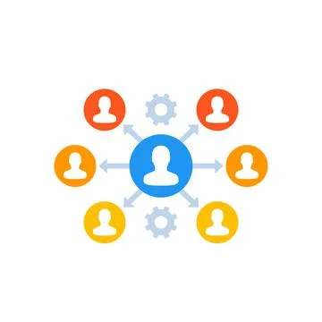Delegation, management icon on white Stock Illustration