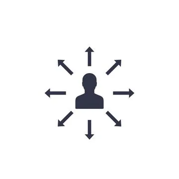 Delegation, management vector icon on white Stock Illustration