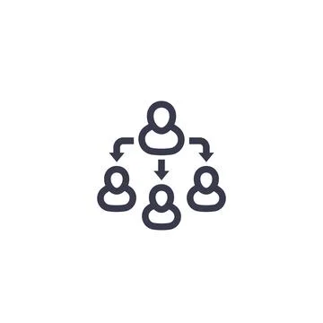 Delegation, team management linear icon Stock Illustration