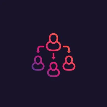 Delegation, team management vector line icon Stock Illustration