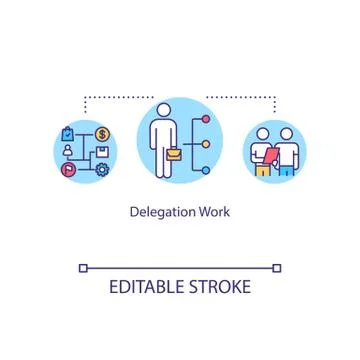 Delegation work concept icon. Responsibility and authority idea thin line Illustrazione stock