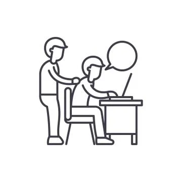 Delegation of work line icon concept. Delegation of work vector linear Stock Illustration