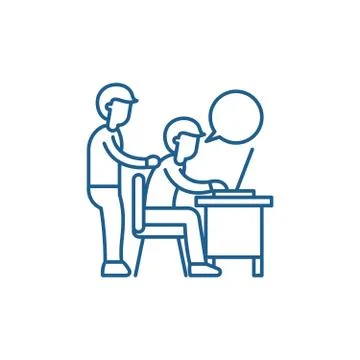 Delegation of work line icon concept. Delegation of work flat vector symbol Stock Illustration