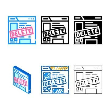 Delete account color icon vector minimal 库存插图