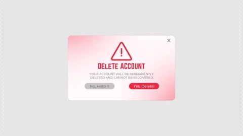Delete Account Confirmation Pop-up Window on Screen Stock Footage 347193466