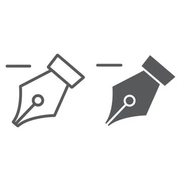 Delete anchor thin line and glyph icon, tools and design, pen sign, vector Stock Illustration