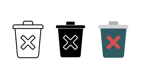 Delete and remove trash can icon set 스톡 일러스트