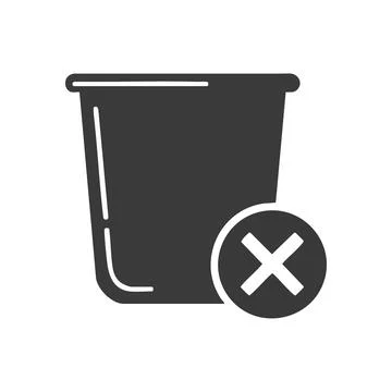 Delete Bin Icon with Cancel Mark. This graphic features a waste container s.. Illustrazione stock