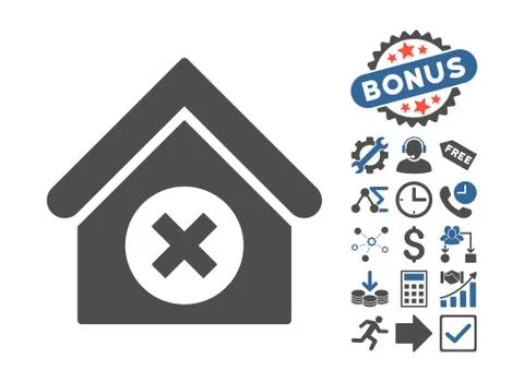 Delete Building Flat Vector Icon With Bonus Ilustración de archivo