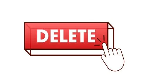 Delete button and Cursor Clicks. Trash can. Vector stock illustration. Illustrazione stock
