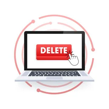 Delete button and Cursor Clicks. Trash can. Vector stock illustration. Illustrazione stock