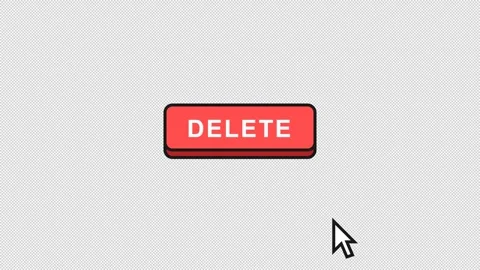 Delete Button Click Animation with Transparent Background Video stock 343352029