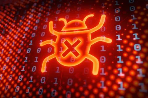 Delete button to delete data Virus attack concept, red tone. Stock Illustration