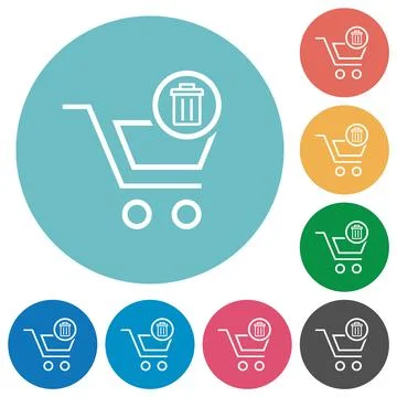 Delete from cart outline flat round icons Stock Illustration