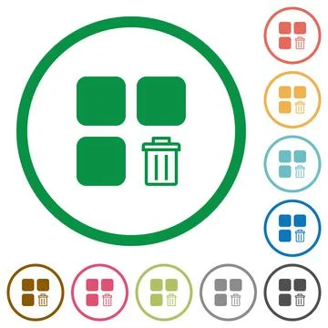 Delete component flat icons with outlines Illustrazione stock