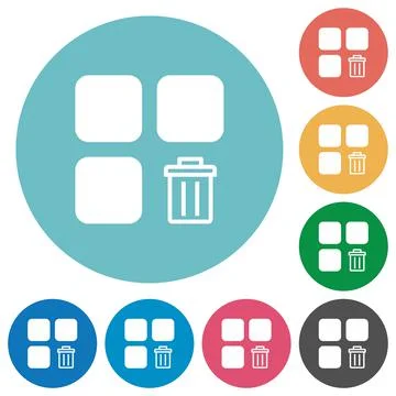 Delete component flat round icons Stock Illustration