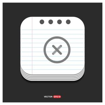 Delete cross icon  Gray icon on Notepad Style template Vector EPS 10 Free Ico 스톡 일러스트