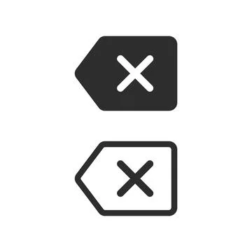 Delete cross or cancel button icons in flat and outline style vector Stock Illustration