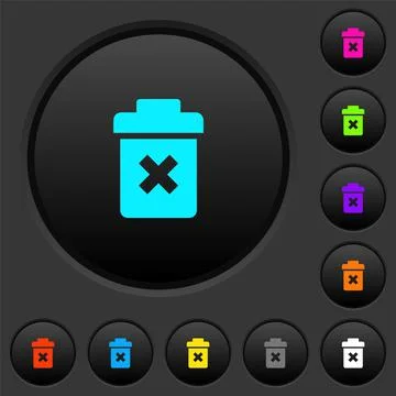 Delete dark push buttons with color icons Stock Illustration