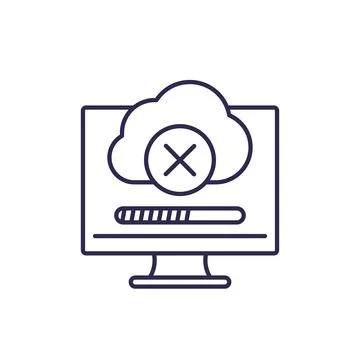 Delete data in cloud line icon Stock Illustration