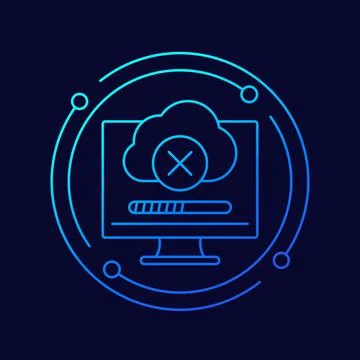 Delete data in cloud line vector icon Stock Illustration