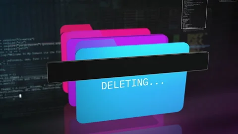Delete data from computer folders. Sensitive security data, cloud storage Stock Footage 211806145