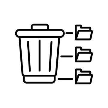 Delete data icon, document folder with trash can, information send to trash bin Stock Illustration