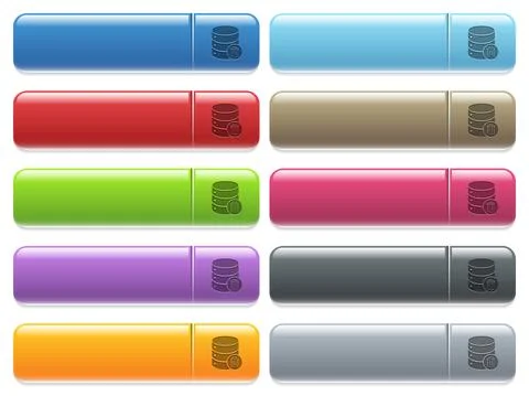 Delete from database icons on color glossy, rectangular menu button Stock Illustration