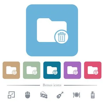 Delete directory flat icons on color rounded square backgrounds Illustrazione stock