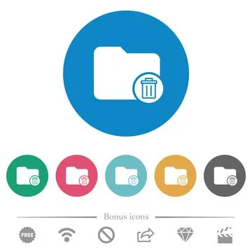 Delete directory flat round icons Stock Illustration