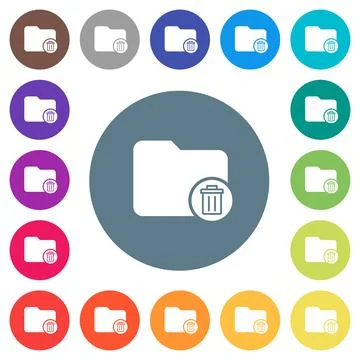 Delete directory flat white icons on round color backgrounds Stock Illustration