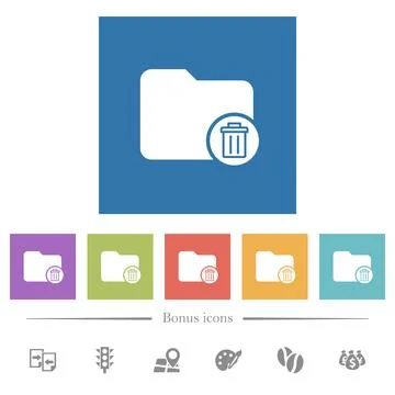 Delete directory flat white icons in square backgrounds Illustrazione stock