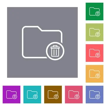 Delete directory outline square flat icons Stock Illustration