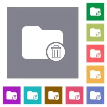 Delete directory square flat icons Stock Illustration