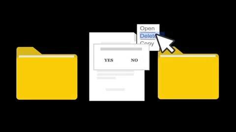 Delete Document on Computer Screen Close up Interface Animation. Remove Paper Stock Footage 304094577